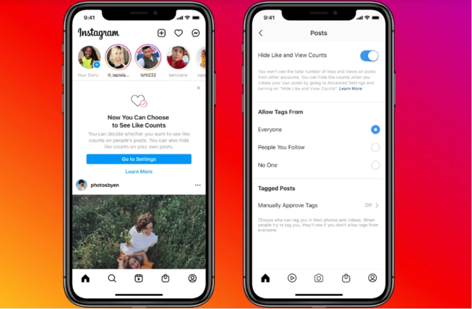 Likes en views verbergen op instagram