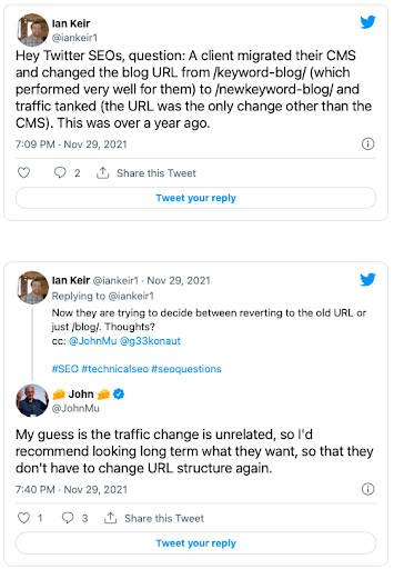 Google- URL veranderingen van een jaar geleden niet de reden voor SEO afname