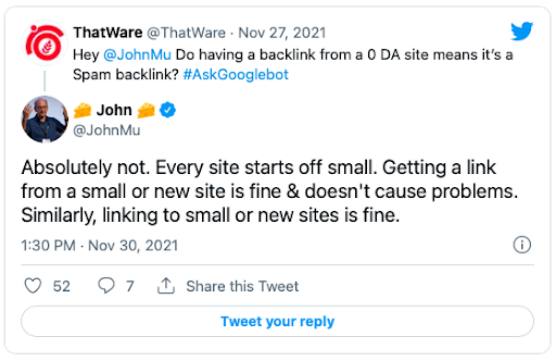 Linken naar of van kleine en nieuwe sites niet nadelig voor SEO